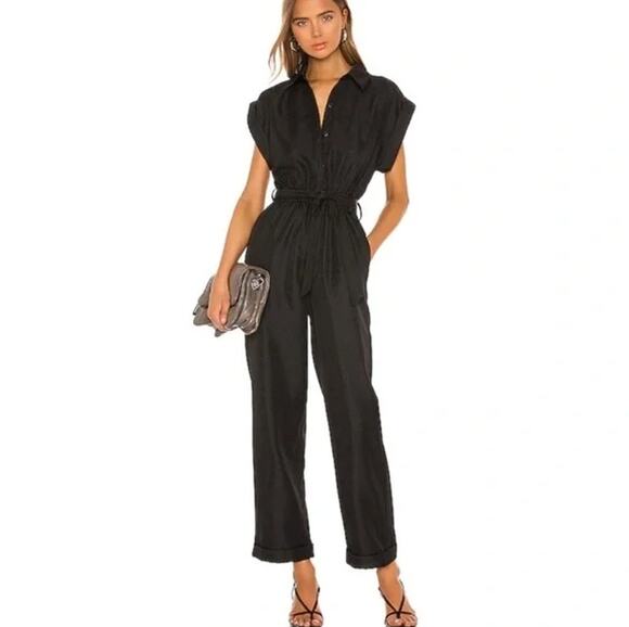 REVOLVE Pants - L'Academie The Inaya Revolve Jumpsuit Black Button Down Small Boilersuit